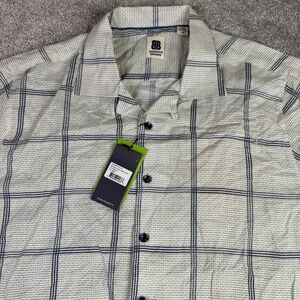 Brooklyn Brigade Shirt Men’s XXL White Checkered Short Sleeve Button Down